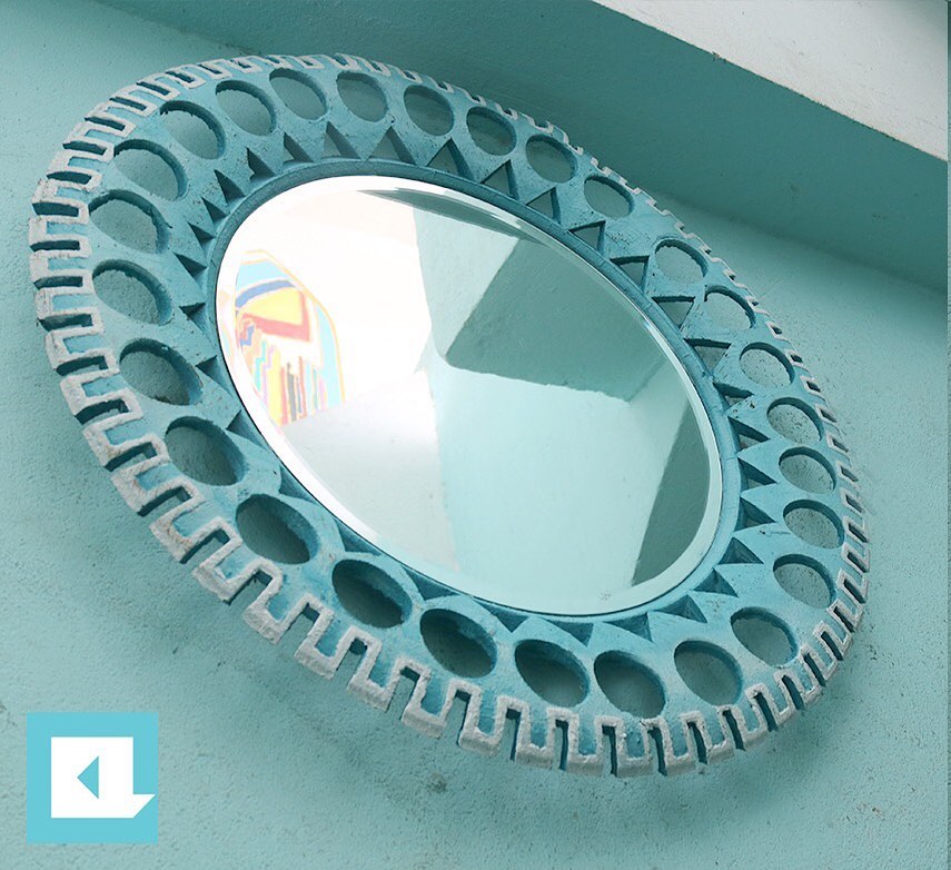 Baby Blue Floral Tire Mirror
